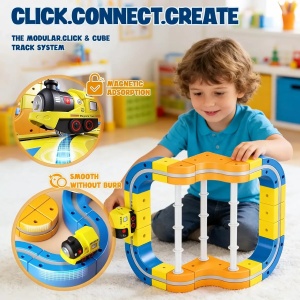 Set constructie tren cu circuit magnetic 3D - 79 piese