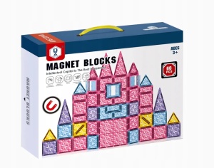 Set de constructie cu piese Magnetice, 60 piese - Roz