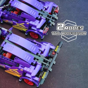 Set de constructie masina cu 470 piese, sistem pull-back, scara 1:18
