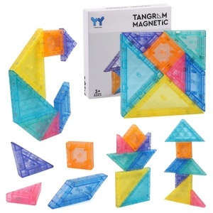 Set de constructii magnetic tangram cu 7 piese