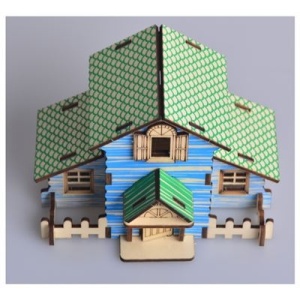 Set de construit din lemn, macheta, copii si adulti, 22 piese, Cabana din padure, 8+ ani