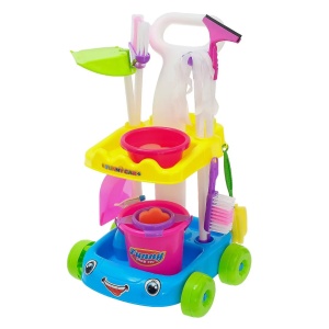 Set de curatenie tip carucior cu 14 piese pentru copii 