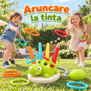 Set de joaca activa 3 in 1 Dinozaur, cu muzica, telecomanda, lansator de rachete si 12 inele - Img 3