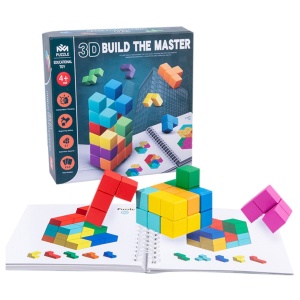 Set de joaca cuburi constructii 3D din lemn, Build Master