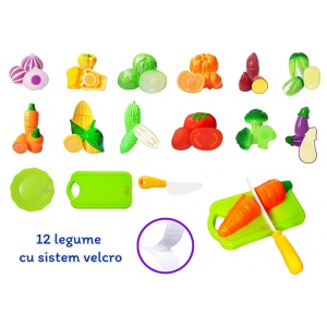 Set de joaca de feliat din plastic, 15 piese, Legume