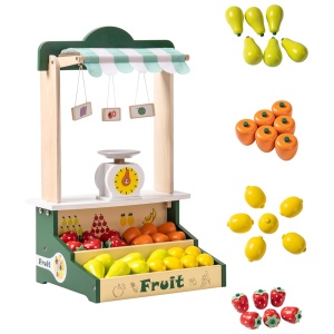 Set de joaca din lemn chiosc cu fructe cantar - 24 piese