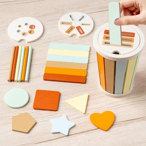 Set de sortare forme si culori in pahar- Pastel