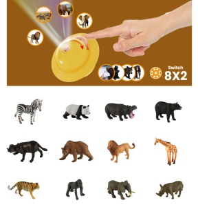 Set educativ cu figurine si proiector pentru copii - Animale salbatice - Img 3