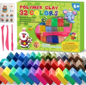 Set plastilina inteligenta Polymer Clay, accesorii incluse - 32 culori