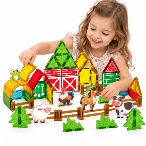 Set STEM cu piese magnetice de construit - Ferma vesela - 70 piese - Img 3