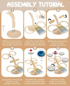 Set tobe din lemn 5 instrumente pentru copii