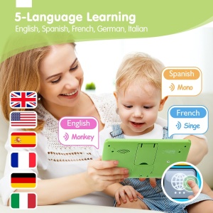 Tableta interactiva 3 in 1 pentru copii, jucarie logopedica si muzicala, verde
