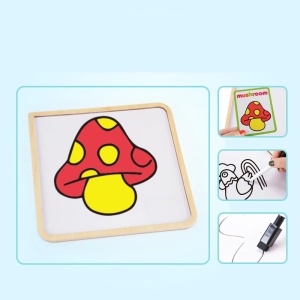 Tablita magnetica din lemn cu puzzle incastru si cartonase, litere mici - Img 3