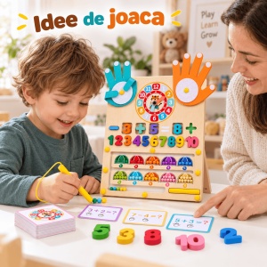 Tablita multifunctionala Montessori din lemn, cu numarare pe degete, labirint magnetic si ceas educativ, 3 ani+ - Img 6