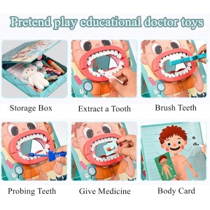 Trusa doctorului Dentist, joc magnetic din lemn - Img 3