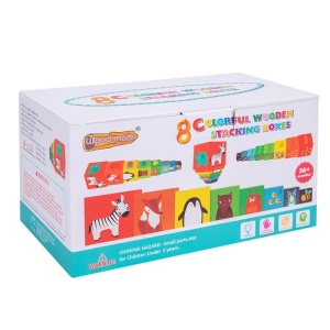 Turn de stivuire 2 in 1 cu 8 cuburi si forme de sortat