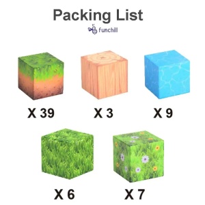 Blocuri magnetice de constructie 3D tip Minecraft, 2.5 cm - 64 piese