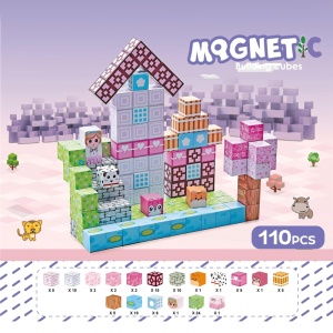 Blocuri magnetice de constructie 3D tip Minecraft, 2 cm - 110 piese - Printese - Img 2