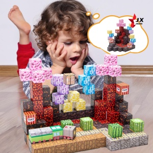 Blocuri magnetice de constructie 3D tip Minecraft, 2 cm - 122 piese - Bedrock - Img 2