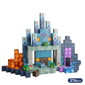 Blocuri magnetice de constructie 3D tip Minecraft, 2 cm - 276 piese - Halloween