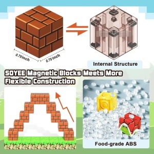 Blocuri magnetice de constructie 3D tip Minecraft, 2 cm