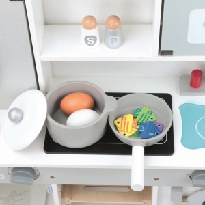 Bucatarie pentru copii din lemn MDF, masina de spalat, cuptor cu microunde si accesorii incluse