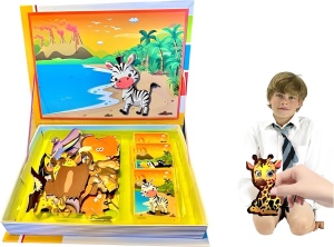 Carte magnetica puzzle pentru copii – Animale din jungla
