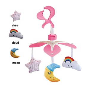 Carusel mecanic mobil pentru patut sau carucior, Bedside bell, Roz