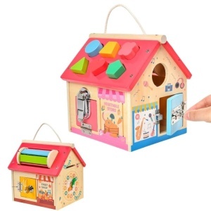 Casuta educativa din lemn 8 in 1 cu activitati Montessori - Tambur