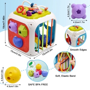 Cub interactiv 7 in 1 cu activitati pentru bebelusi, Shape Box