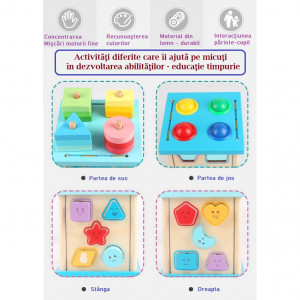 Cub Motessori cu 4 activitati si forme geometrice