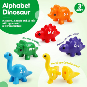 Joc de numarat si asociere cifre, recipient depozitare, Dinozauri, 20 piese, Alfabet
