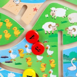 Joc educativ labirint din lemn, Animalute si cifre