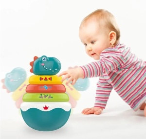 Jucarie interactiva de stivuti roly-poly cu sunete - Dinozaur