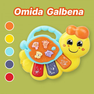 Jucarie interactiva muzicala cu functii si lumini, Orga Omida, Galben