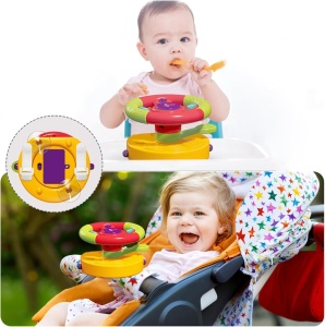 Jucarie interactiva volan 3 in 1 auto portabil, efecte sonore si muzica, Huanger