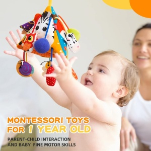 Jucarie senzoriala cu activitati bebelusi, material textil, Poliedru