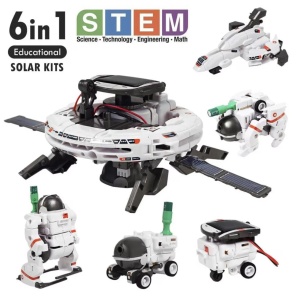 Kit STEM 6 in 1 de constructie, alimentare cu energie solara, vehicule spatiale