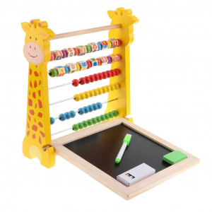 Numaratoare 3 in 1 din lemn cu tablita de scris, Girafa