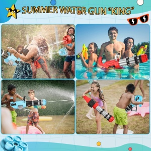 Pistol cu apa electric, 1000 ml, 58 cm - Gatling Water Gun - Rosu