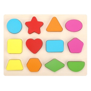 Puzzle de sortat cu forme geometrice colorate, 12 piese