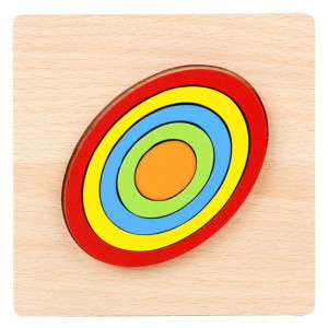 Puzzle din Lemn cu forme geometrice, Curcubeu