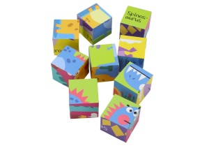 Puzzle educativ din cuburi 6 in 1, Dinozauri
