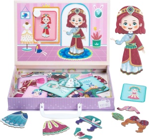 Servieta 2 in 1 magnetica puzzle pentru copii - Imbracam papusile - Img 4