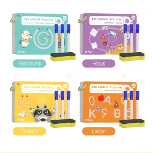 Set 4 carti educative pentru prescolari, reutilizabile