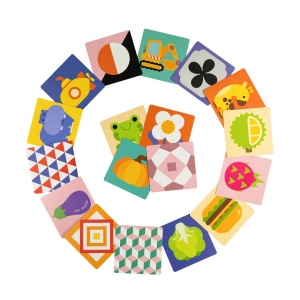 Set 40 imagini stimulare vizuala si senzoriala bebelusi, carduri color, 6-12 luni
