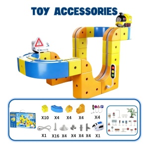 Set constructie tren cu circuit magnetic 3D - 79 piese