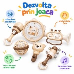 Set de 10 jucarii muzicale si senzoriale pentru copii – Ursuleti - Img 3
