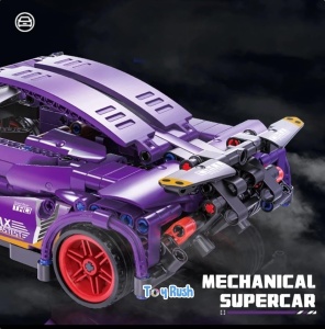 Set de constructie masina cu 470 piese, sistem pull-back, scara 1:18