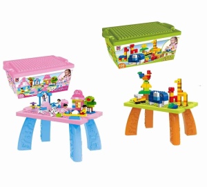 Set de constructie masuta cu 100 piese - Roz
